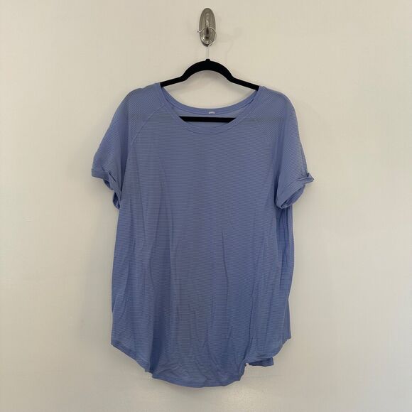 Lululemon Womens Short Sleeve Open Up Tie Back Tee Size 10/12 Blue Activewear - Picture 1 of 14